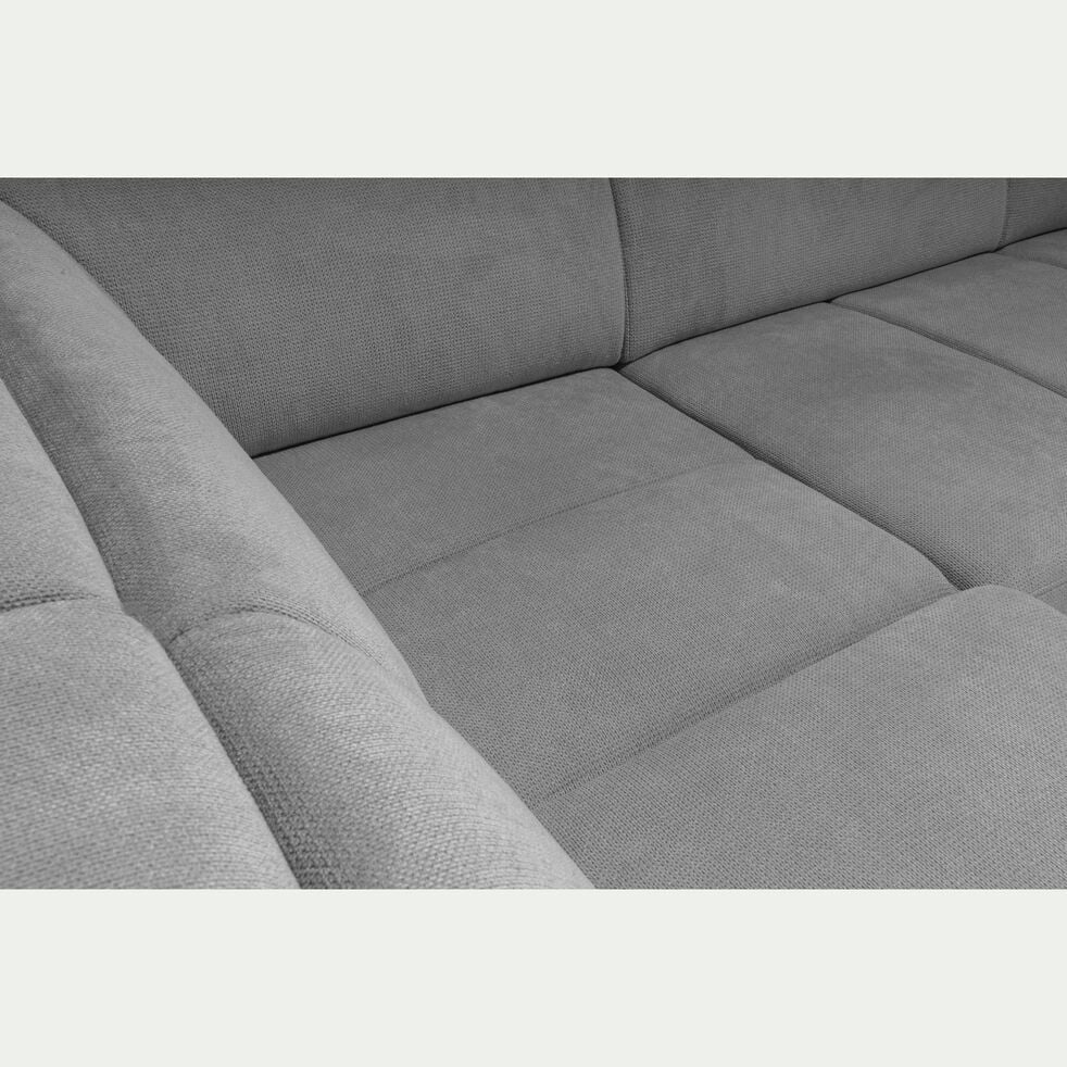 Canapé d'angle gauche convertible avec coffre en tissu doux - gris-ORIGANO