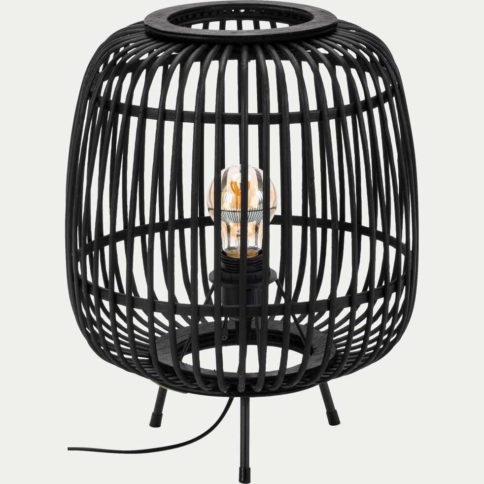 Lampe poser en bambou noir D29xH37cm NIMES lampe Lampe poser en bambou noir D29xH37cm NIMES lampe