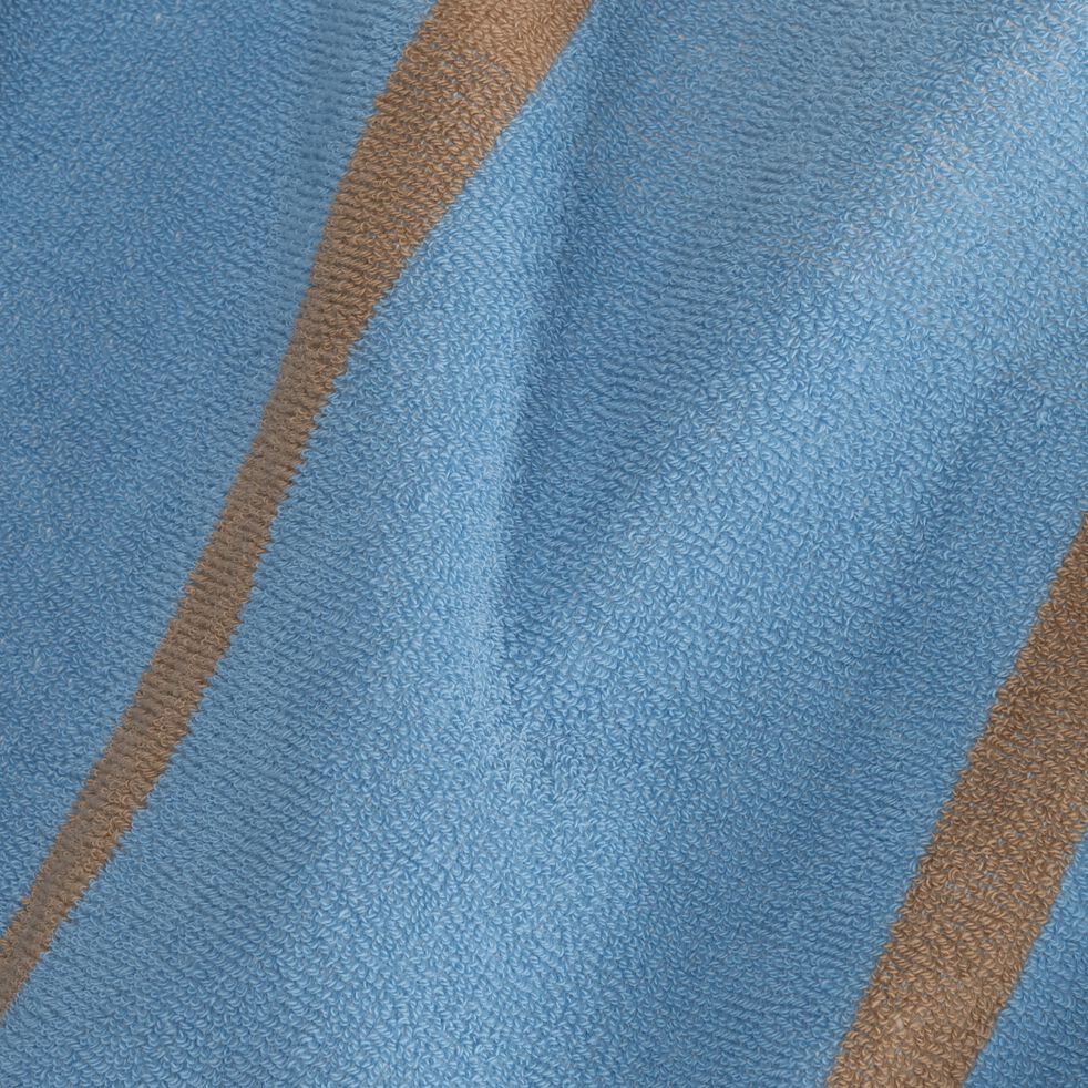 Drap de plage frangé en coton à rayures 100x180cm - bleu ciel-PEIRADO