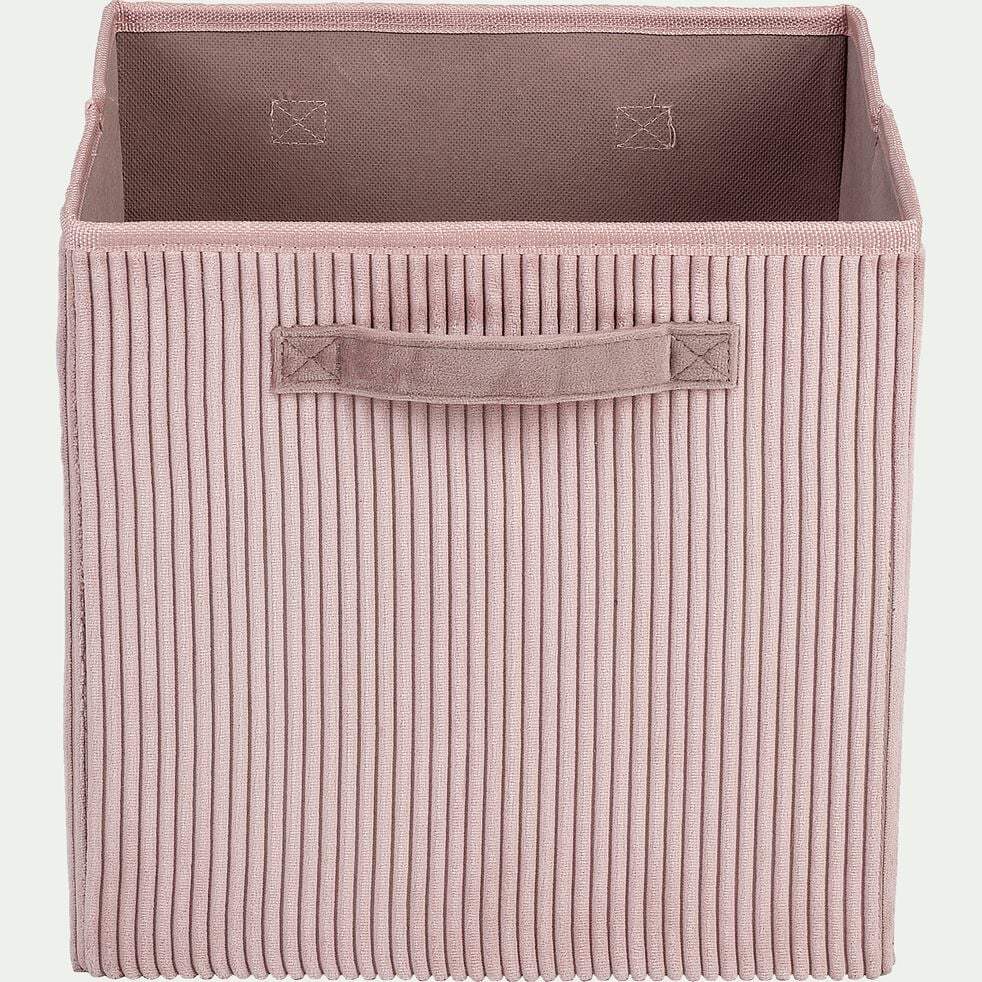 Boîte de rangement en tissu rose poudré pour étagère Milo