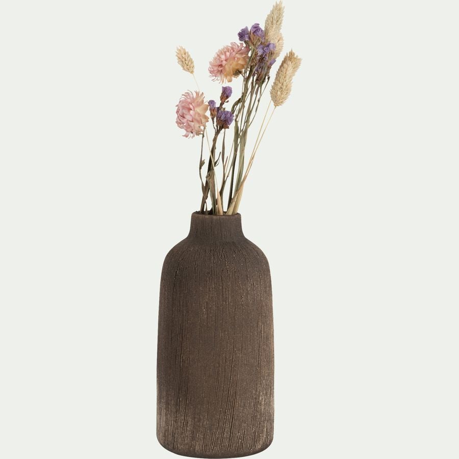 Vase en faïence D9xH17,5cm - brun terre d'ombre-VALENSOL