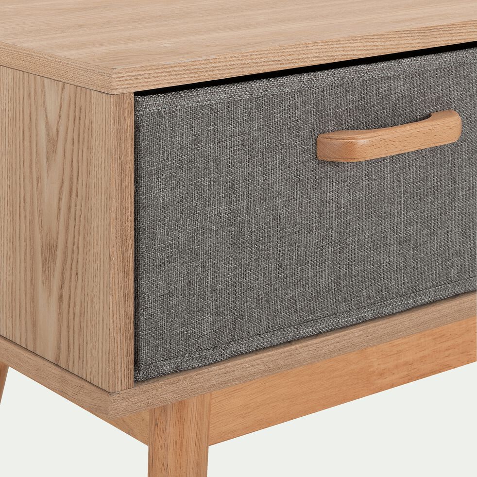 Banc D Entree En Frene Massif Avec Coussin D Assise Gris Alfred