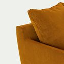 Canapé d'angle droit convertible en velours - jaune argan-LENITA