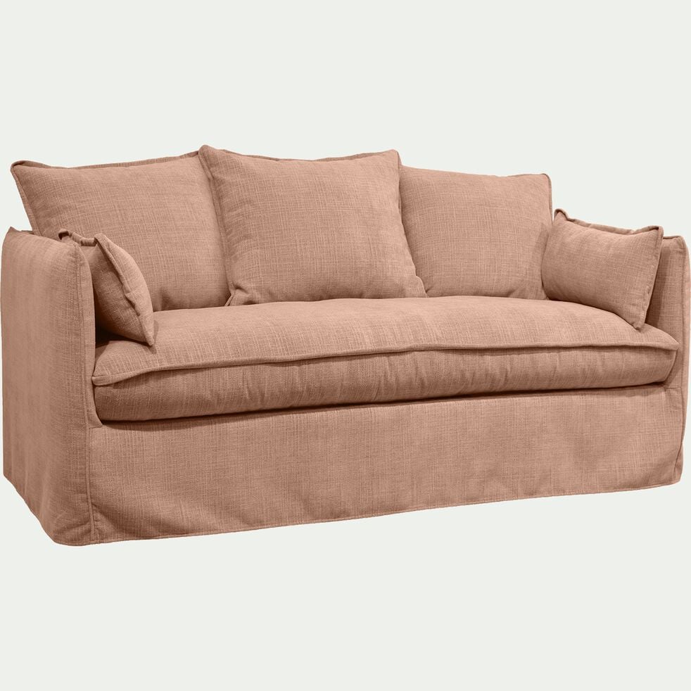 Canapé 3 places fixe en tissu - brun terre d'ombre-KALISTO