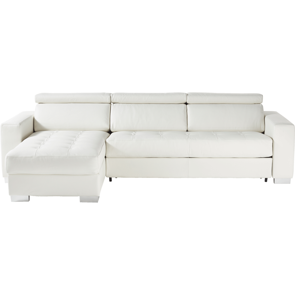 Canape D Angle Reversible Convertible En Cuir De Buffle Blanc