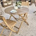 Table de repas jardin pliante ronde en acacia huilé - bois foncé (4 places)-CARLO