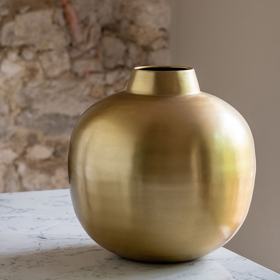 Vase boule en fer H32cm - doré-VALAYA
