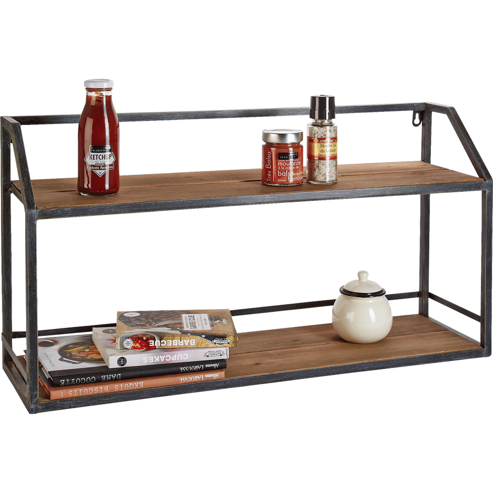 Étagère murale 2 tablettes en bois et métal L70cm Fir étagères