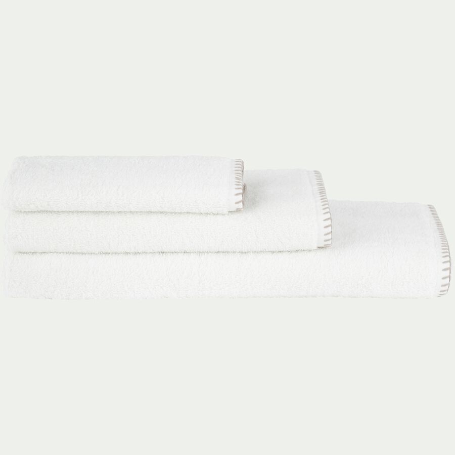Lot de 2 serviettes invité en coton - blanc ventoux 30x50cm-YNES