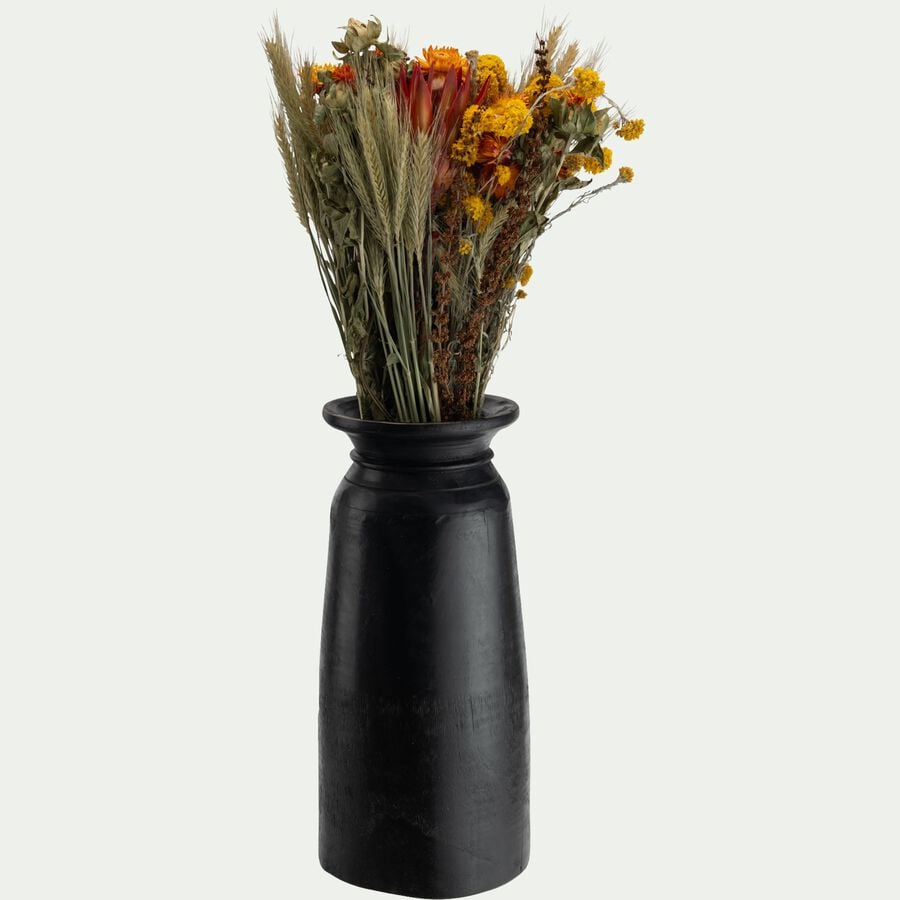 Vase contemporain en bois H39cm - noir-BIBAI