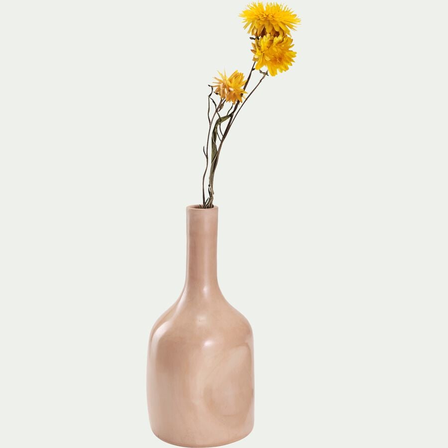 Vase contemporain en terre cuite H20cm - rose pamplemousse-ADEL