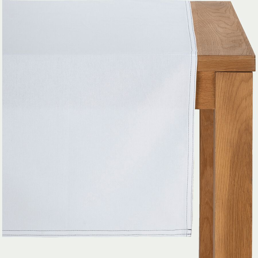 Chemin de table en coton blanc 45x200cm-VENASQUE
