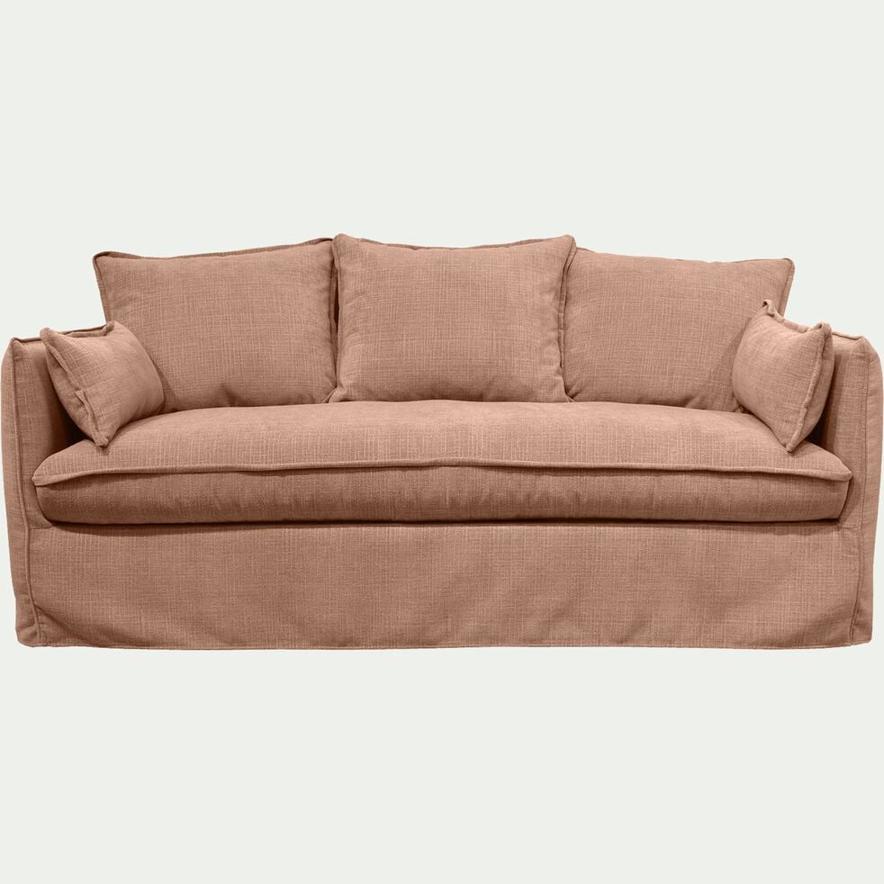 Canapé 4 places fixe en tissu - brun terre d'ombre-KALISTO