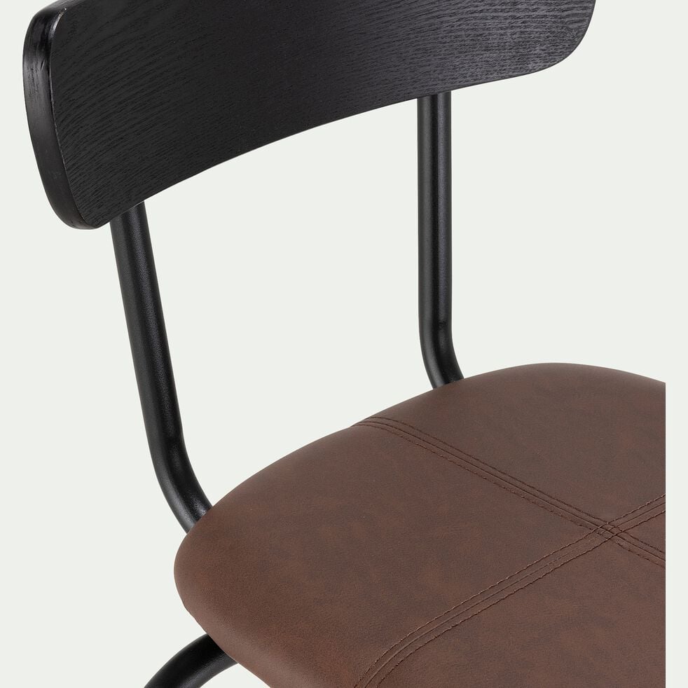 Chaise de bar en simili marron - H66cm-ORSAY
