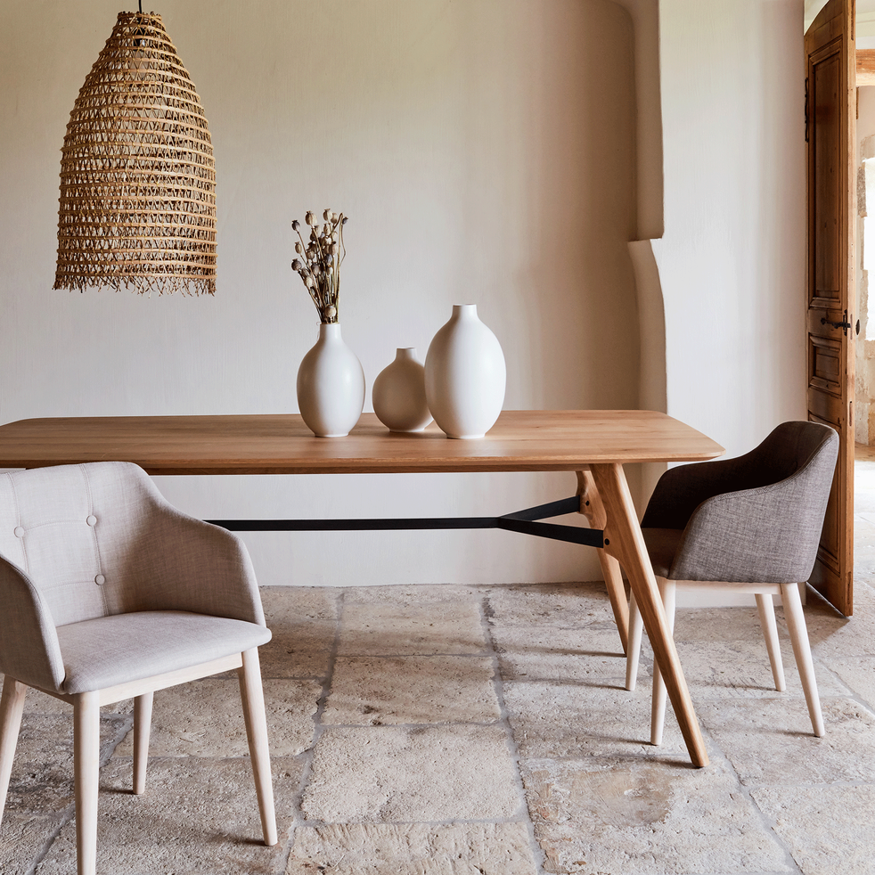 Table de repas rectangulaire bois et acier 12 places