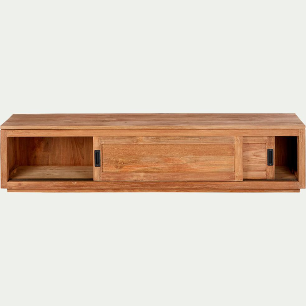 Meuble TV en teck massif recyclé avec 2 portes coulissantes - Livré monté - EMOTION - meuble tv meuble teck tv