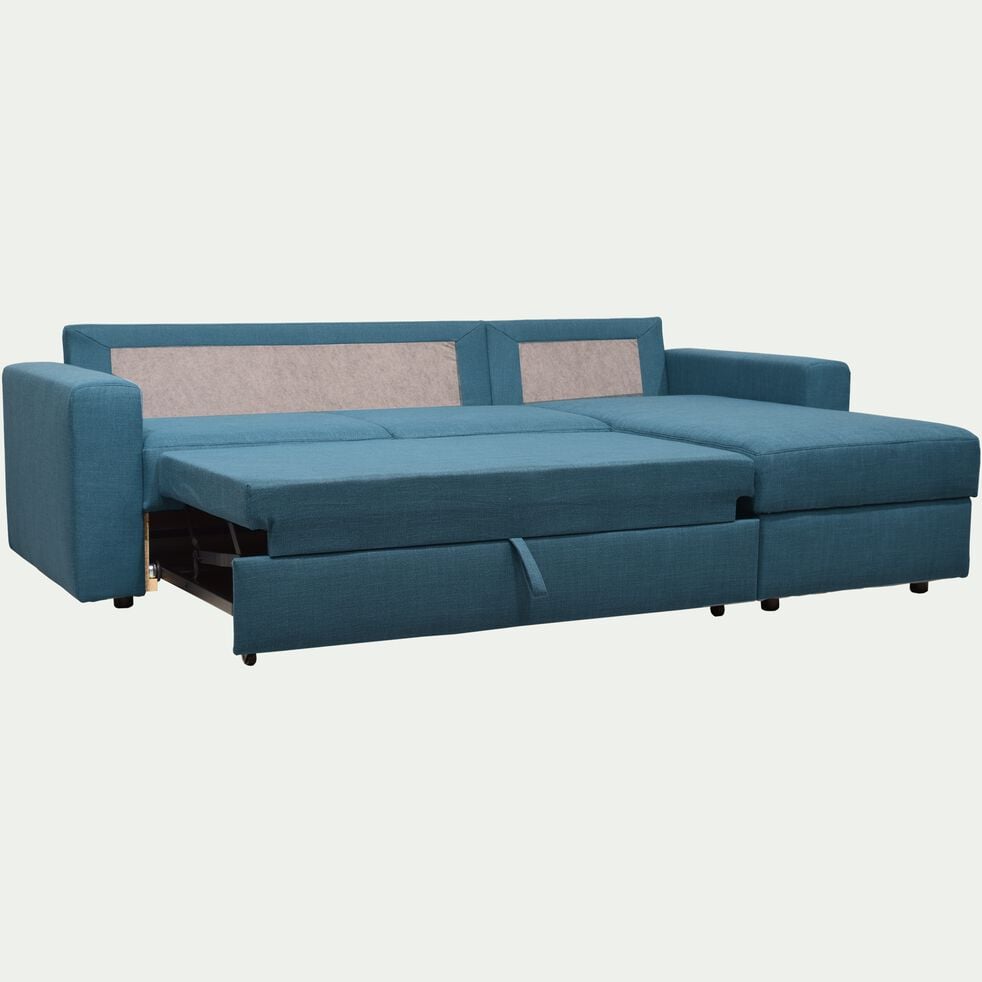 Canapé d'angle réversible convertible en tissu - bleu figuerolles-HONORE