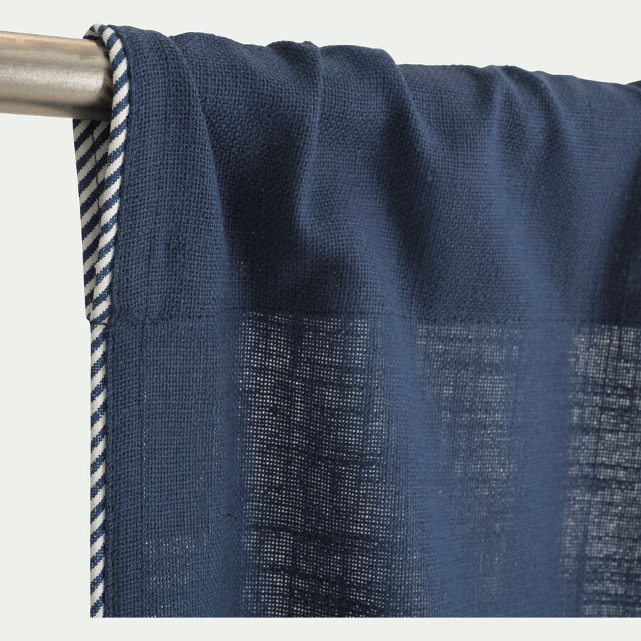 Rideau passe-tringle en coton finition biais 140x260cm - bleu abysse-ARLES