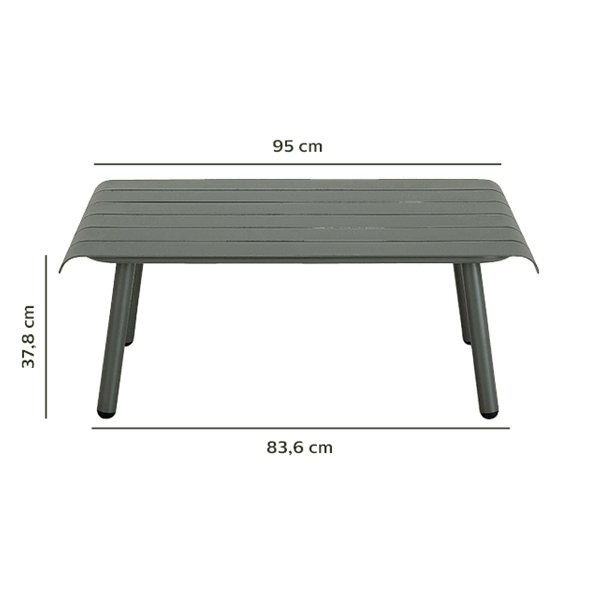 Table basse de jardin en aluminium - vert cèdre-PARADOU