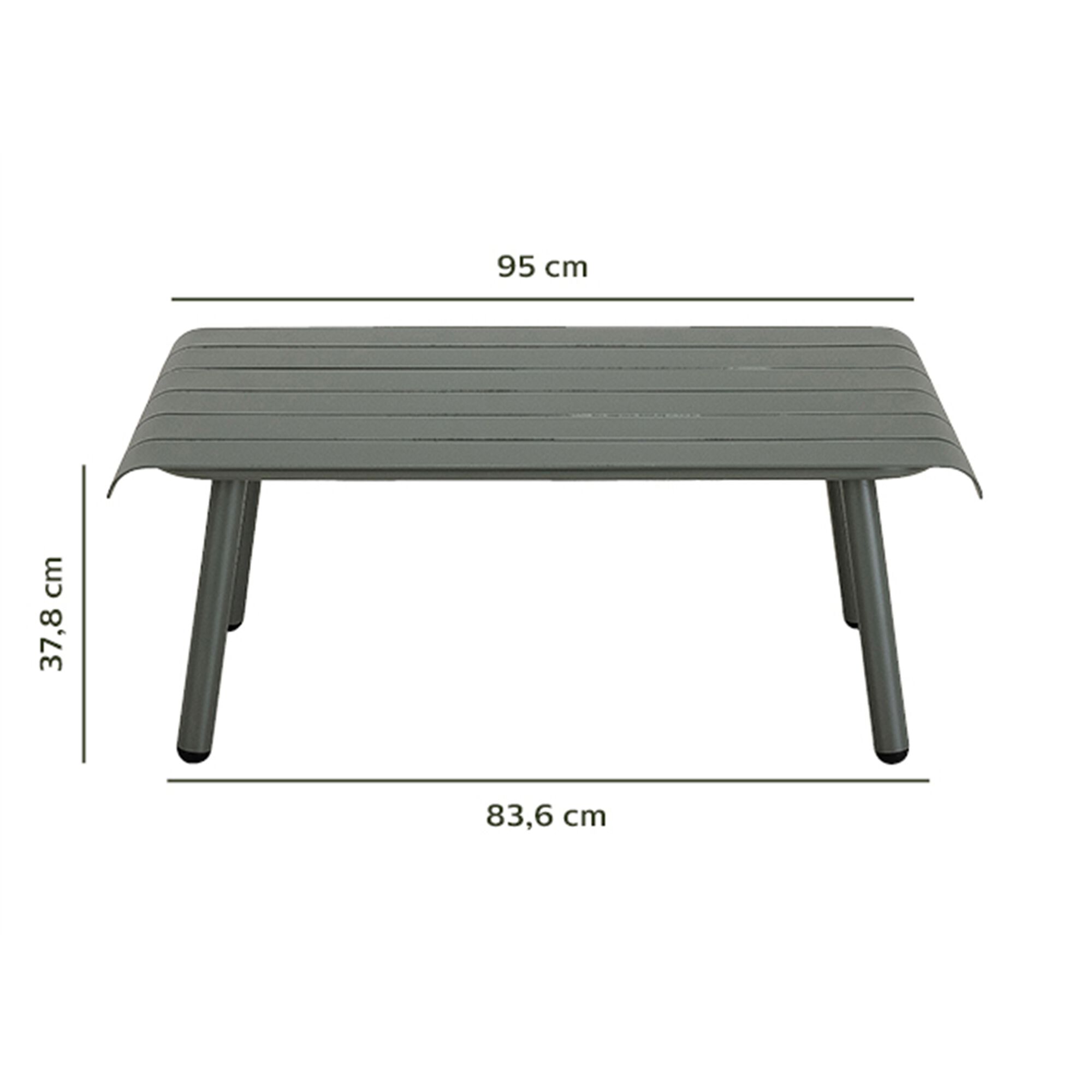 Table basse de jardin en aluminium - vert cèdre-PARADOU