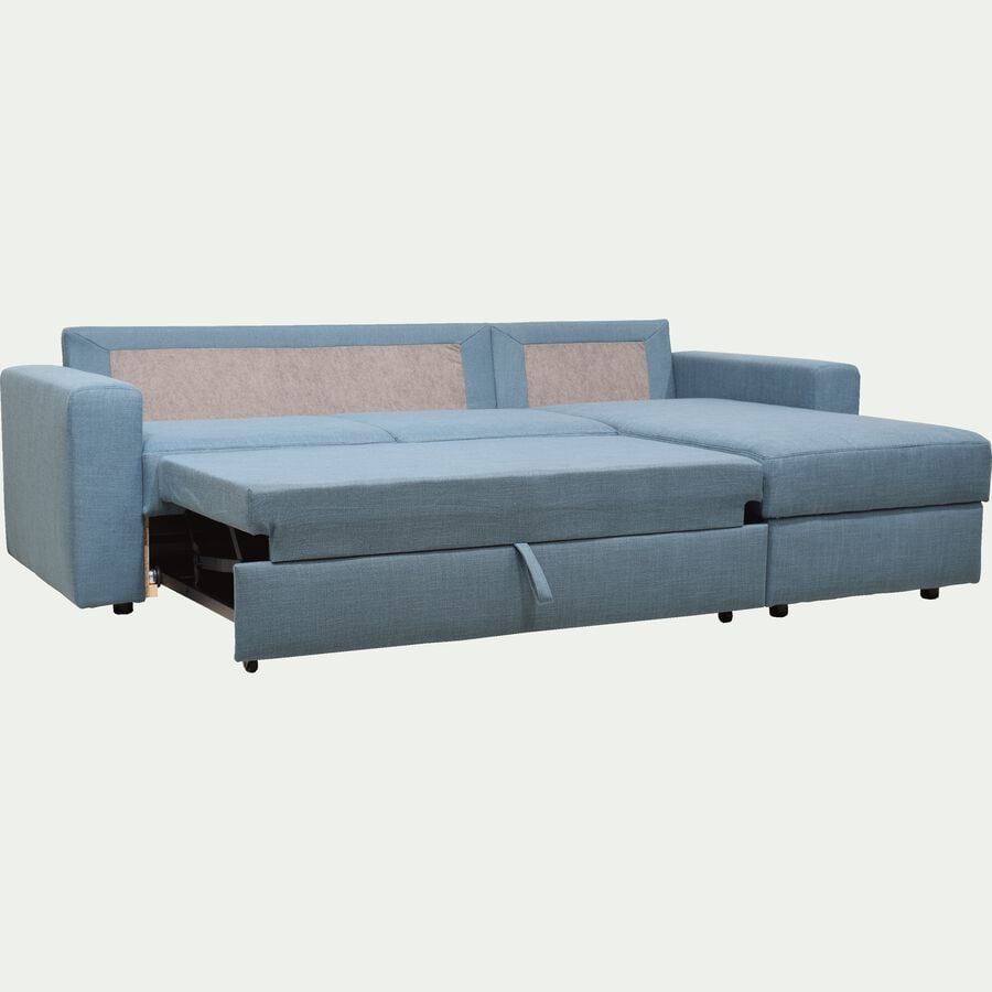 Canapé d'angle réversible convertible en tissu - bleu figuerolles-FERNAND