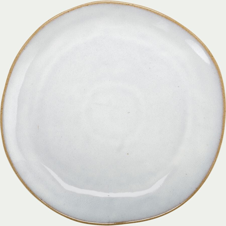 Assiette à dessert bicolore en grès recyclé D21,7cm - blanc-VENUS