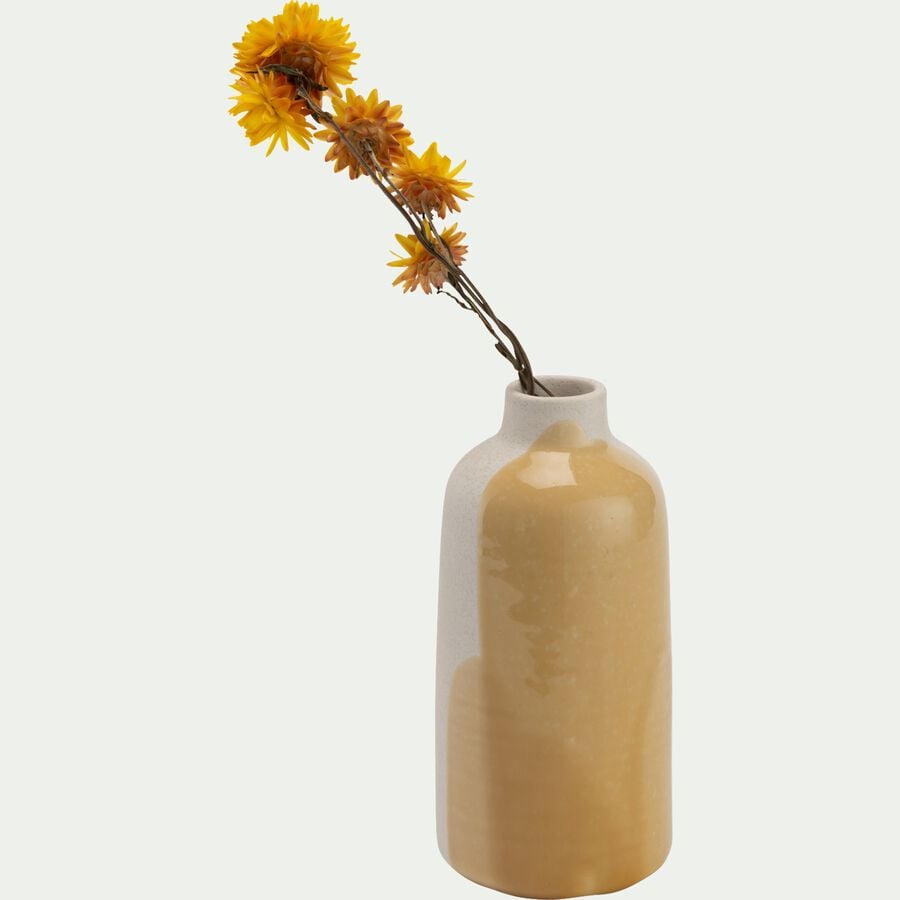 Vase bouteille à motif abstrait en faïence H17,5cm - jaune-BORMLA