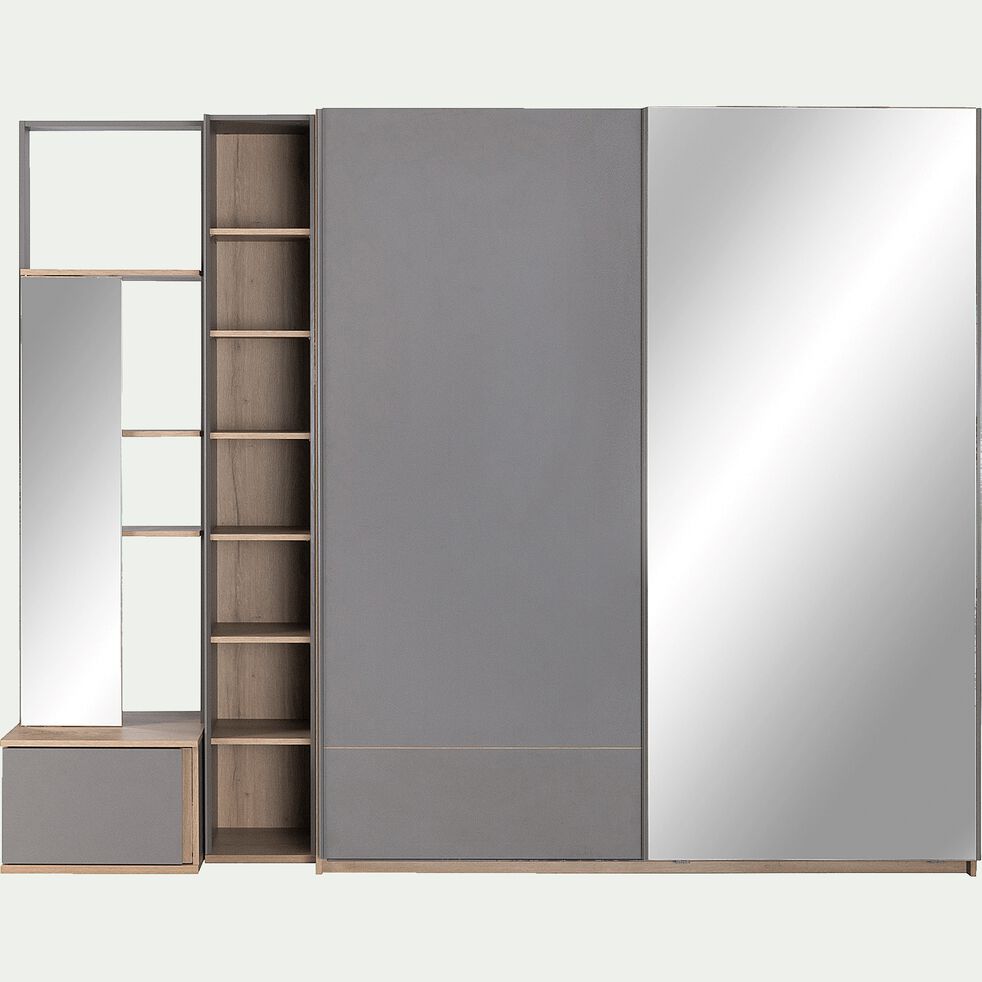 Armoire Dressing Avec 2 Portes Coulissantes Effet Chene Gris