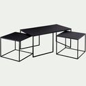 Set de 3 tables basses gigognes en angle en métal - noir-ZYAN