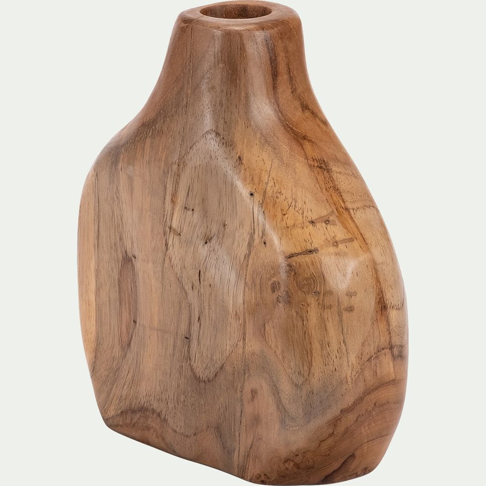 Vase contemporain en teck H18cm - naturel-EYSSINA