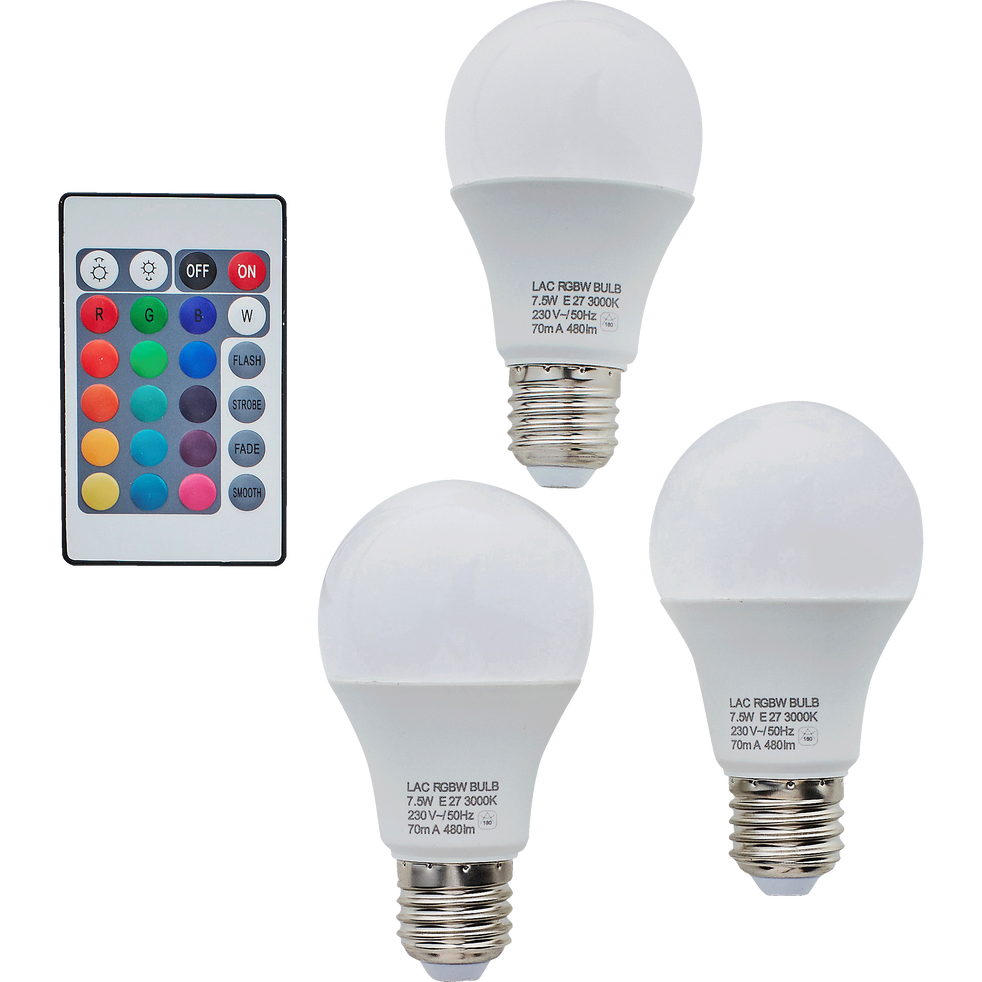 Lot de 3 ampoules RGB culot E27 avec LUXY ampoules