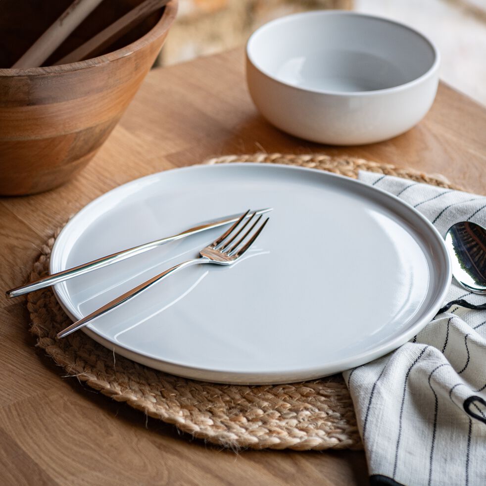 Assiette plate en faïence D28cm - blanc ventoux - SELMA -...