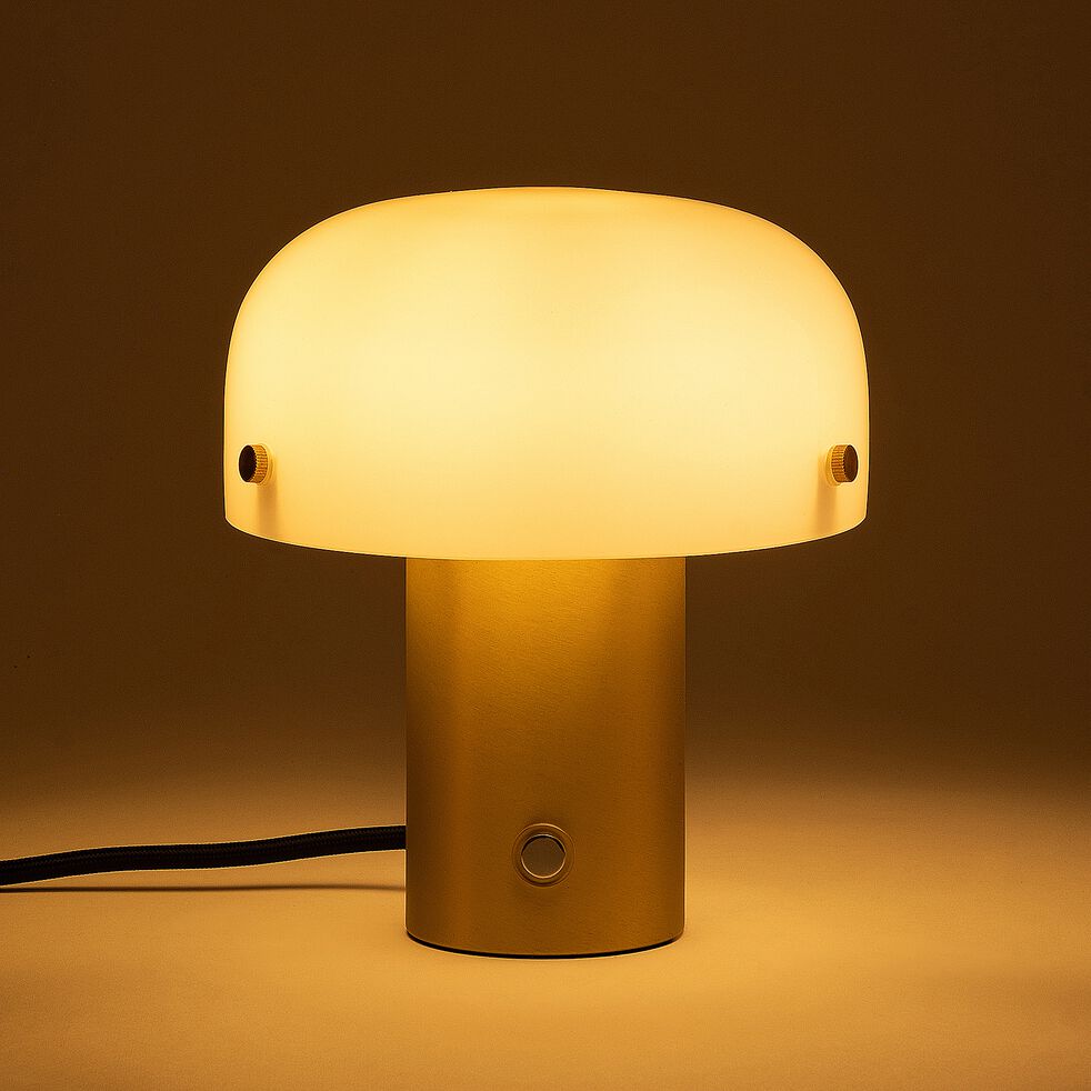 Lampe à poser en verre et acier - doré H21cm-TIMON