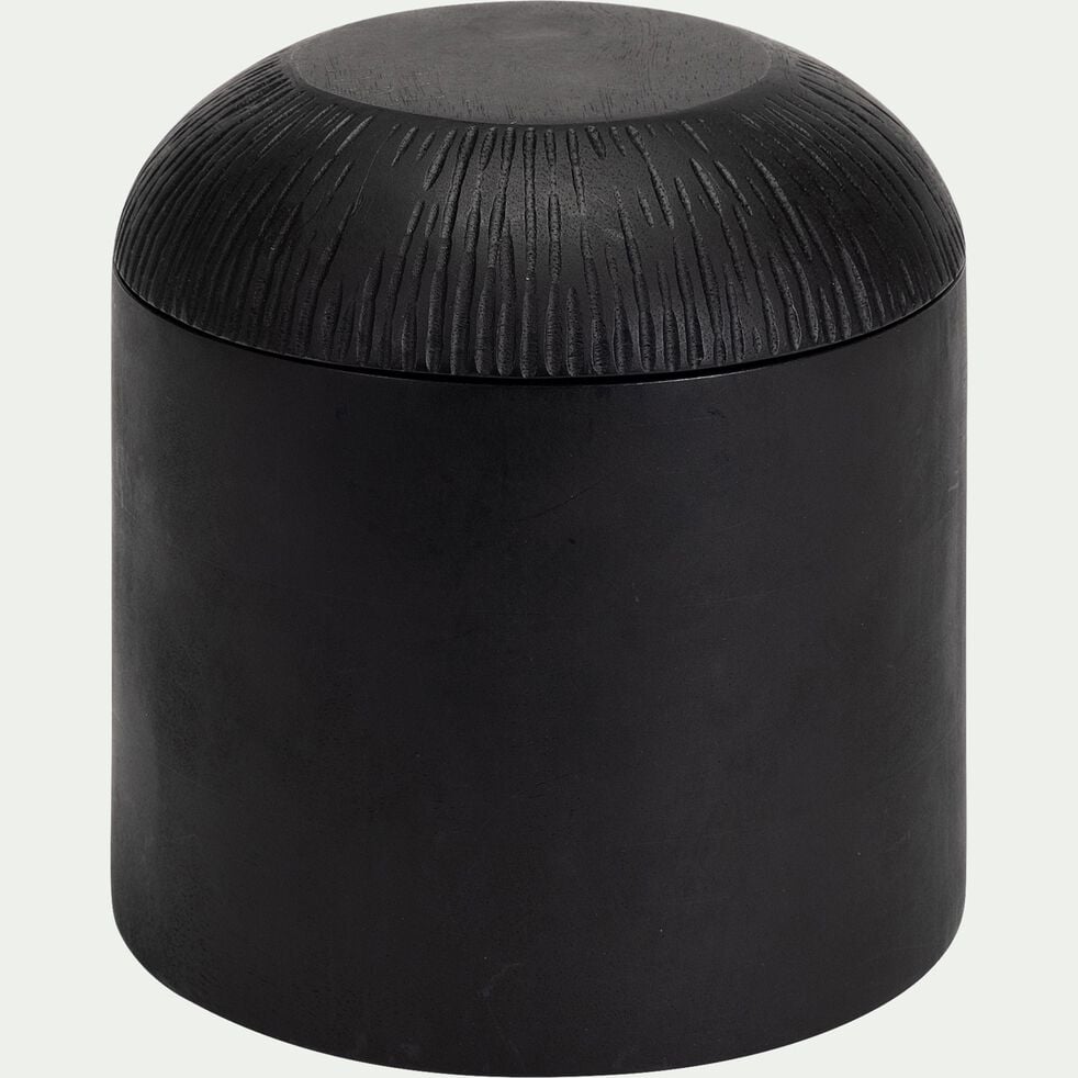 Boîte déco ronde en manguier D15xH15,5cm - noir-HANAHI