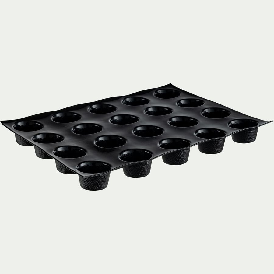 Moule pour 20 muffins en fibre de verre et silicone - noir-FLEXIPAN