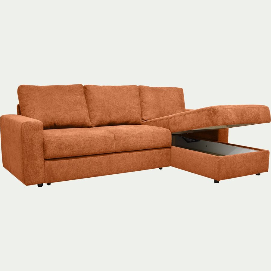 Canapé d'angle réversible convertible en tissu tramé - brun rustrel-HONORE