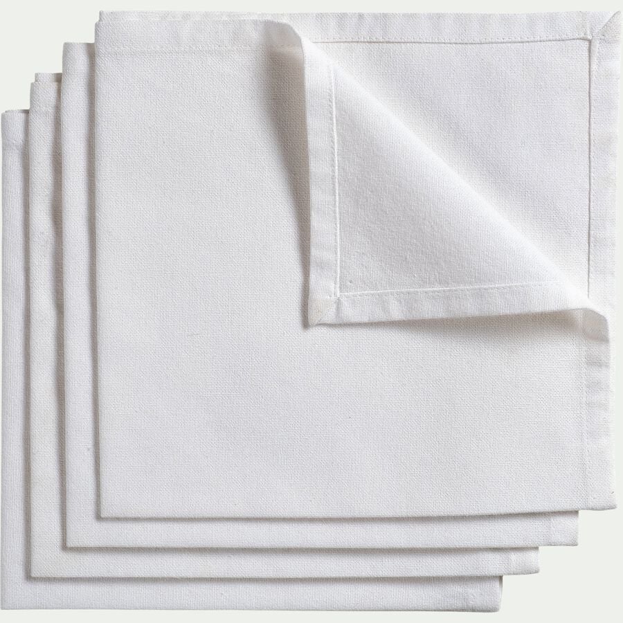 Lot de 4 serviettes de table en coton 41x41cm - blanc-ARUM