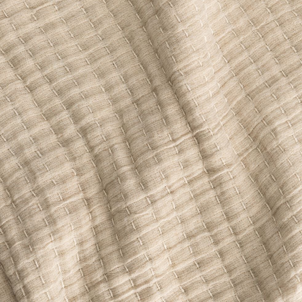 Couvre-lit en coton frangé 230x250cm - beige-KHANTA