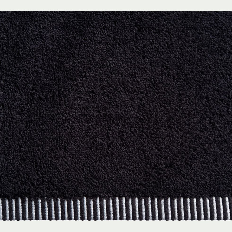 Drap de douche brodé en coton - noir 70x140cm-ROMANE