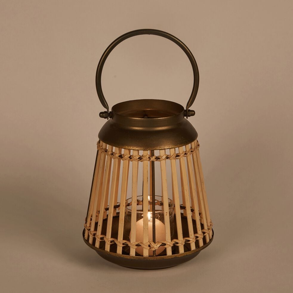Lanterne en bambou et métal H23cm-ALTA