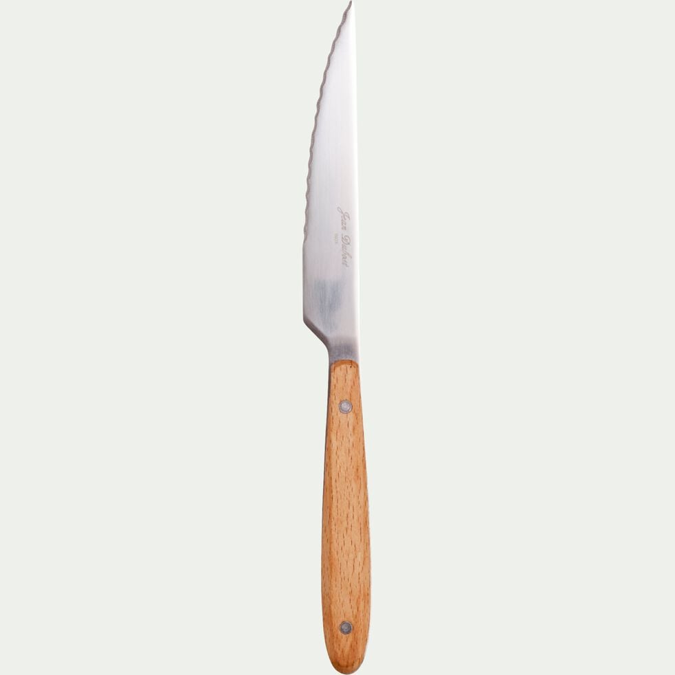 Couteau de table en inox et manche en bois de hêtre - naturel-ROODY