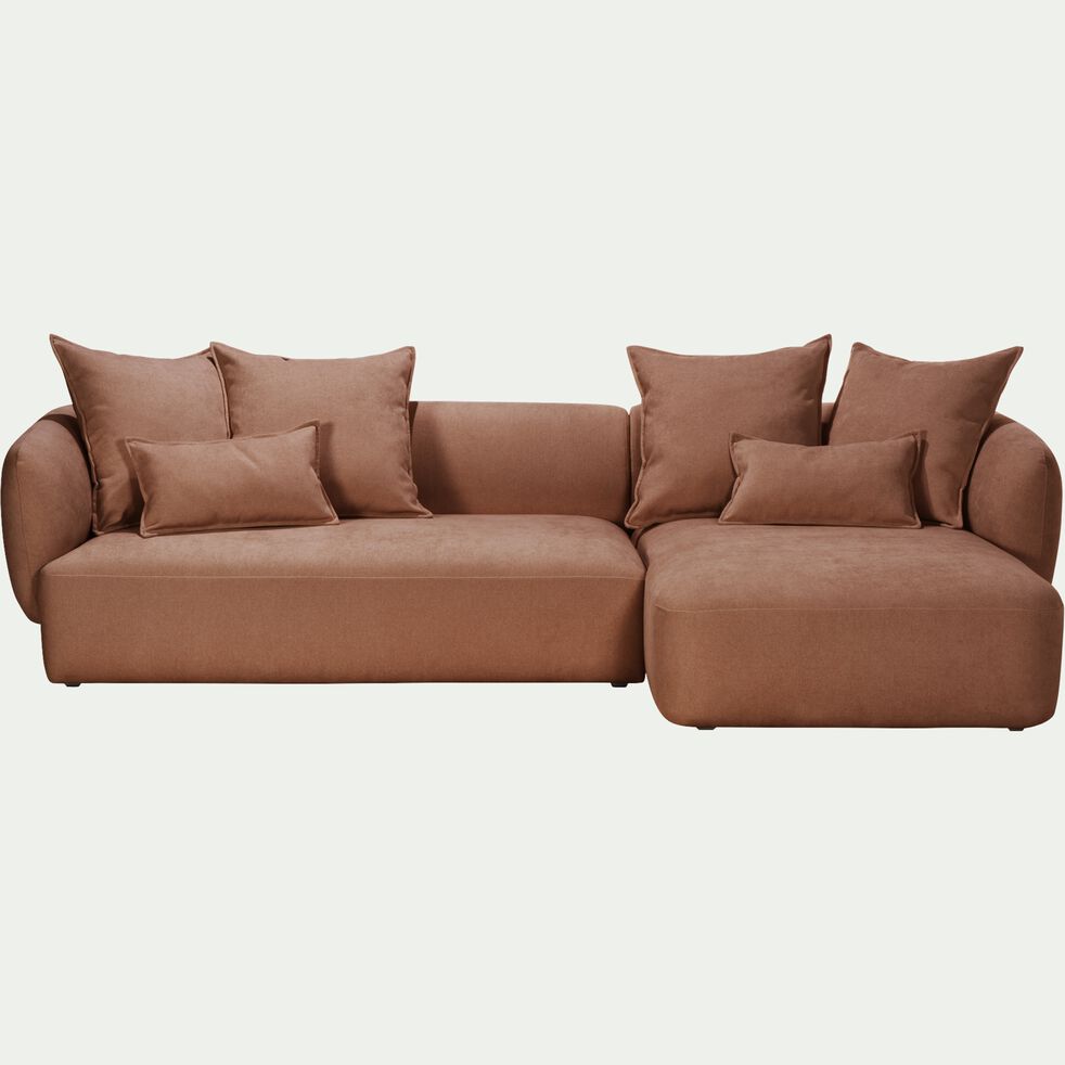 Canapé d'angle droit fixe en tissu - brun rustrel-ALBA