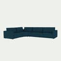 Canapé d'angle gauche 5 places en tissu joint - bleu figuerolles-AUDES