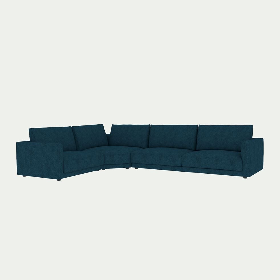 Canapé d'angle gauche 5 places en tissu joint - bleu figuerolles-AUDES