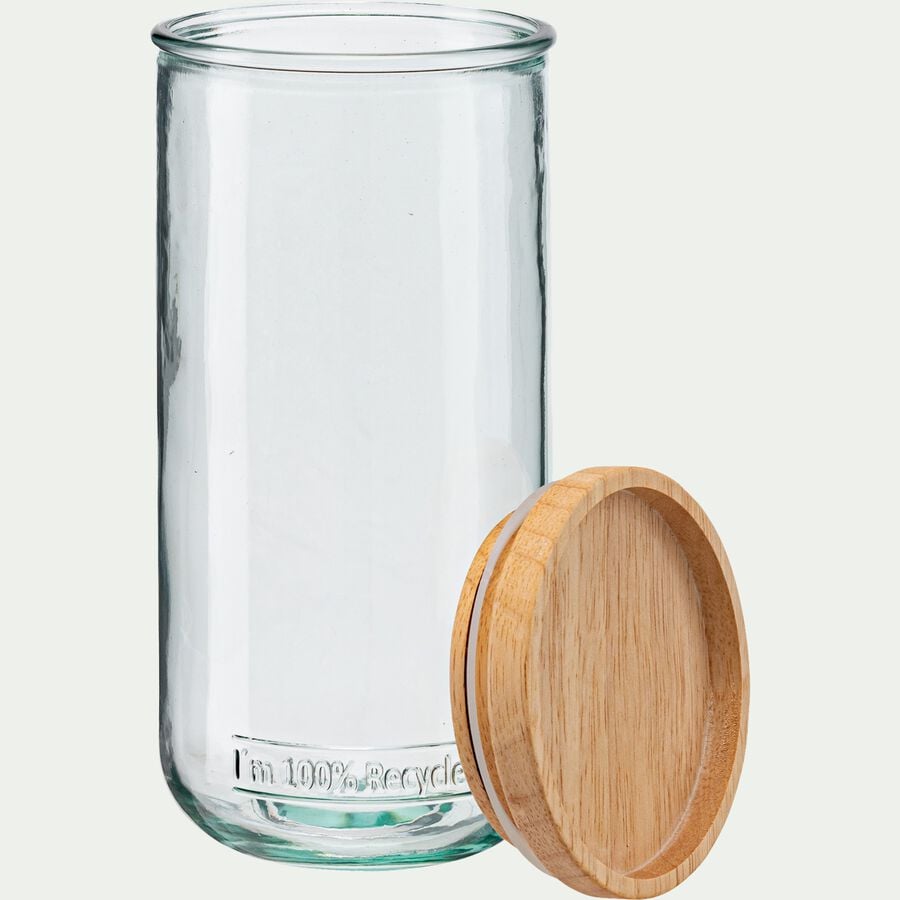 Bocal en verre recyclé avec couvercle en bois 82cl - transparent-AQUA