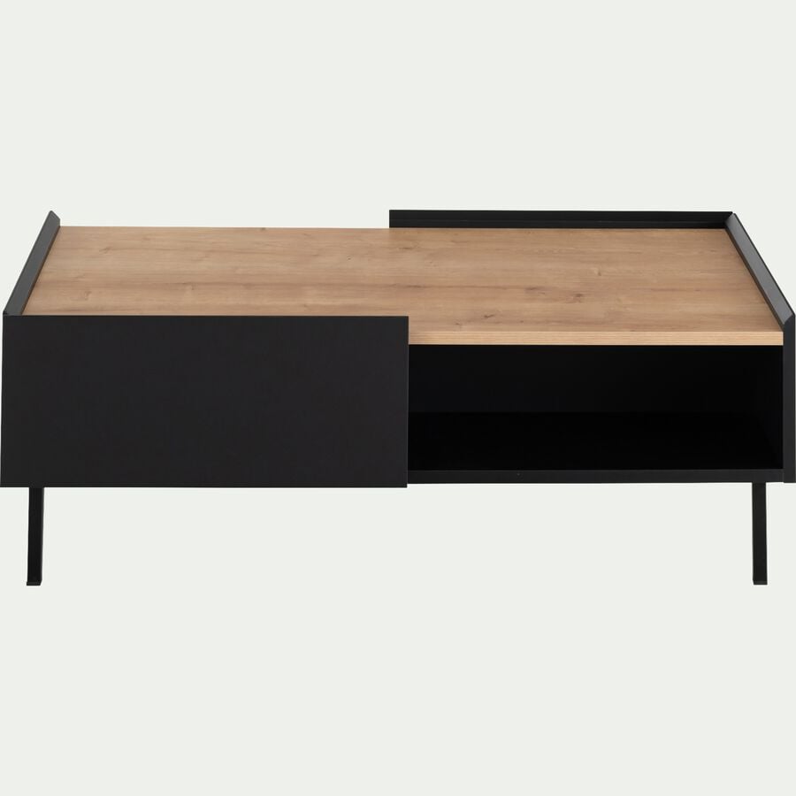 Table basse rectangulaire avec rangement L110xl62xH38cm - noir-MADIN