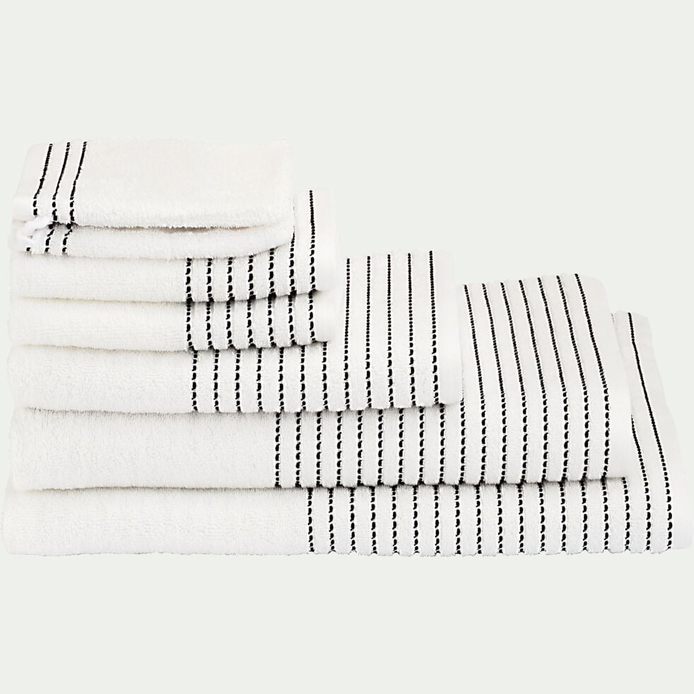Lot de 2 serviettes invité en coton - blanc ventoux 30x50cm-RHODES
