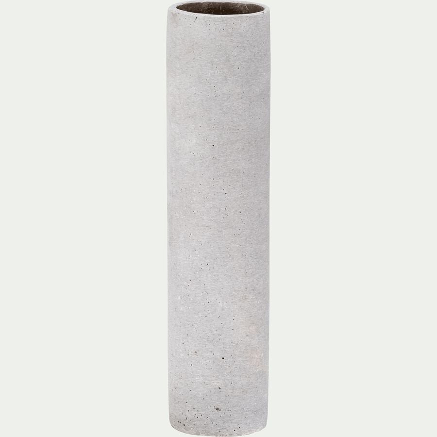 Vase tube en polystone effet béton H31cm - gris-CALCIS