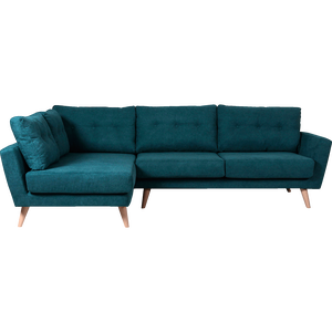 Canapé d'angle fixe gauche en tissu vert-ICONE