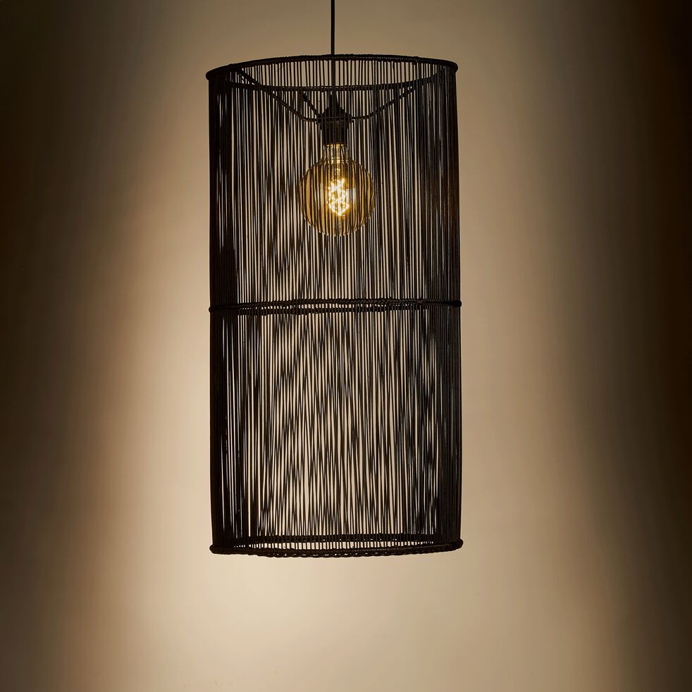 Suspension cylindrique en bambou noir D39xH74cm Suspension cylindrique en bambou noir D39xH74cm